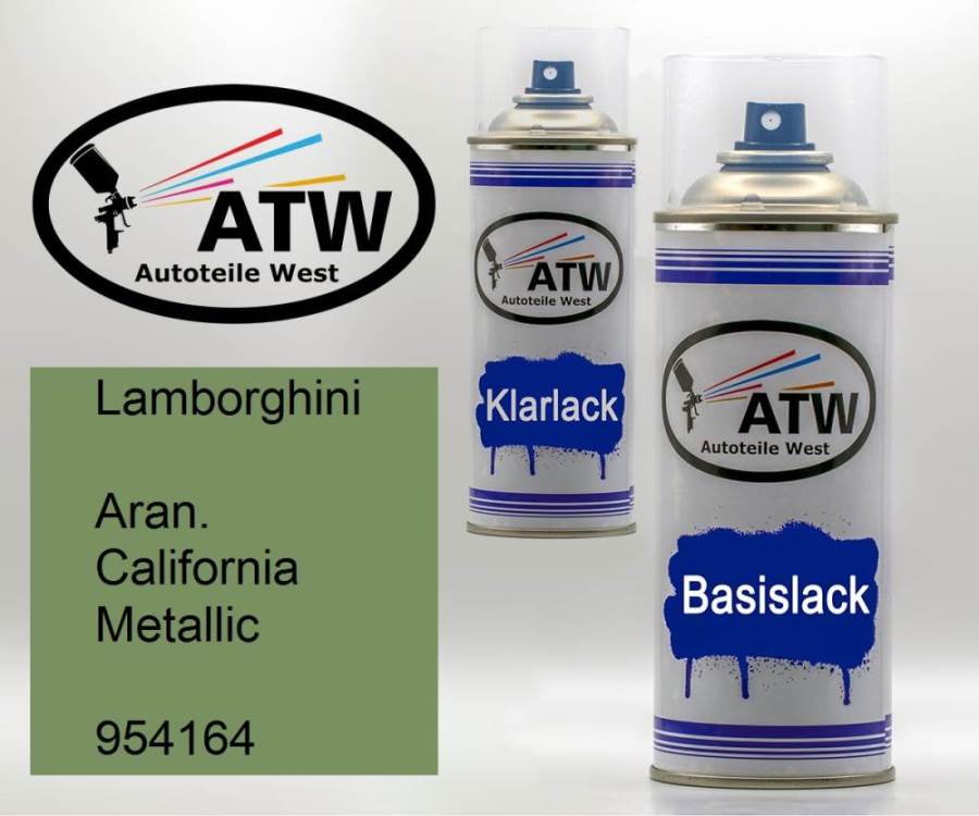 Lamborghini, Aran. California Metallic, 954164: 400ml Sprühdose + 400ml Klarlack - Set, von ATW Autoteile West.